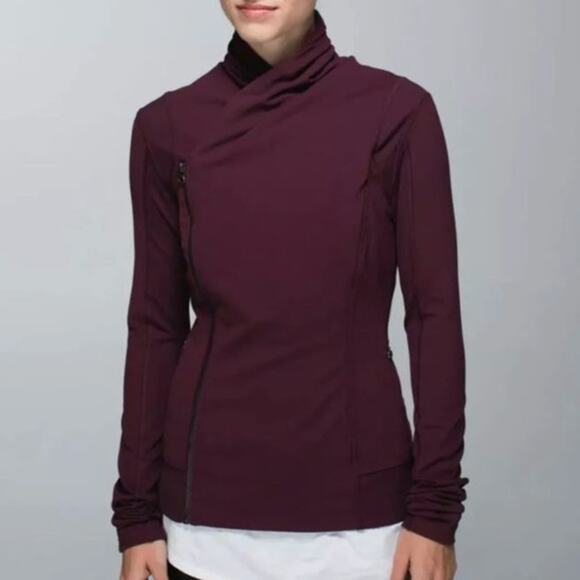 Lululemon Burgundy Bhakti Yoga Stretchy Fitted Sweatshirt Jacket - Picture 1 of 9